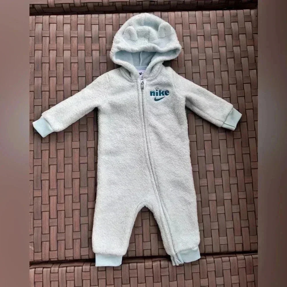 Nike Infant Boys' Track Pack Full Zip‎ Fleece Coverall Baby Blue Size 6 Months